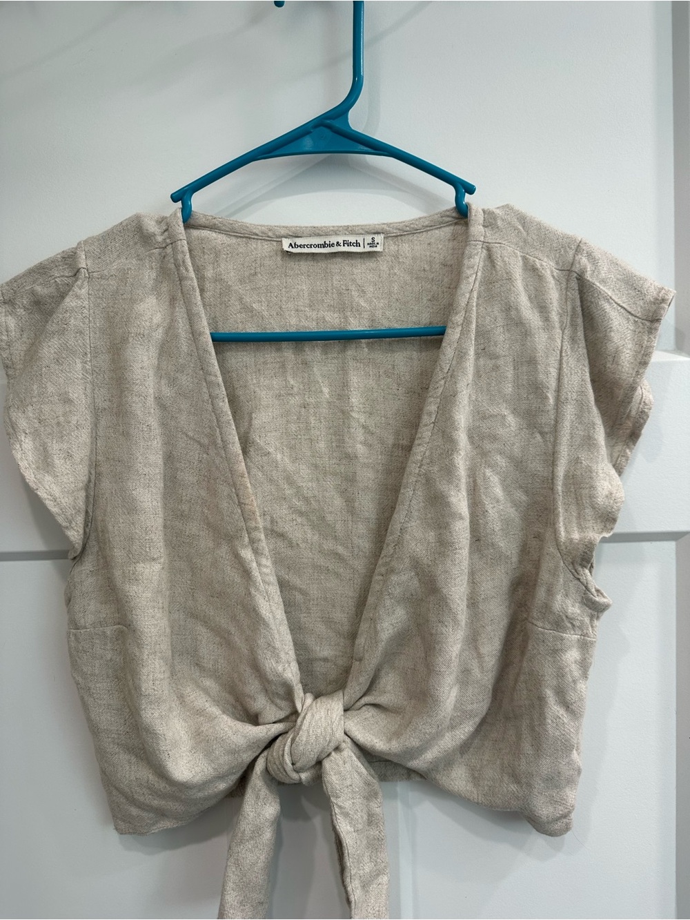 Abercrombie & Fitch Neutral Beige Tie-Front Crop Top